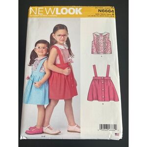 00543 - New Look Sewing Pattern N6664 Girls Size‎ 1/2-8 Jumper Dress Top Toddler